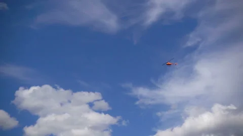 Helicopter flying in slow motion Video stock 148104716