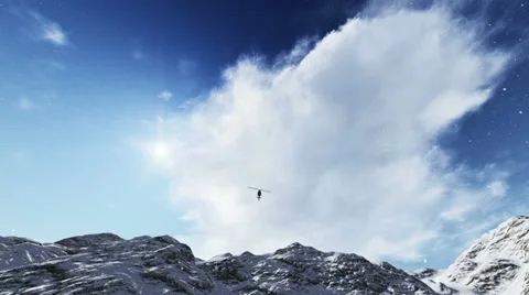 Helicopter flying in the snow Stock Footage 38045761