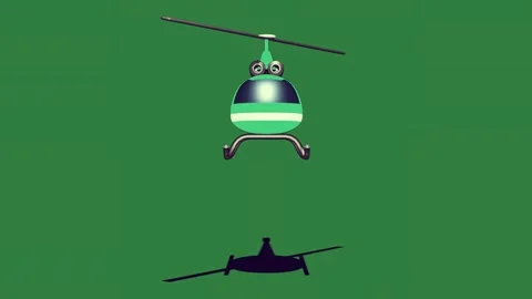 A helicopter flying through green screen and over animated chromakey Видео 335130020