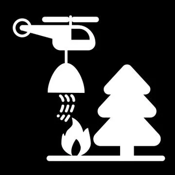 Helicopter, forest, fire in the forest solid icon. vector illustration isolated 库存插图