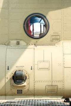 Helicopter fuselage and viewing window Stock Photos