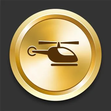 Helicopter on Golden Internet Button Stock Illustration