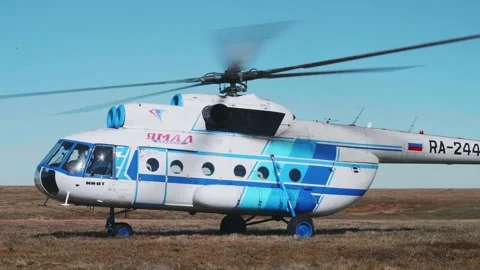 Helicopter is on the ground and ready to take off. Airforce. Stock-Footage 165759272
