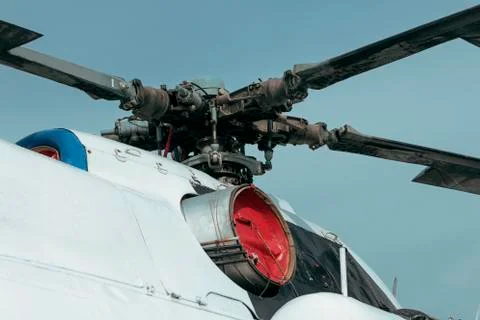 The helicopter is on the ground Stock Photos