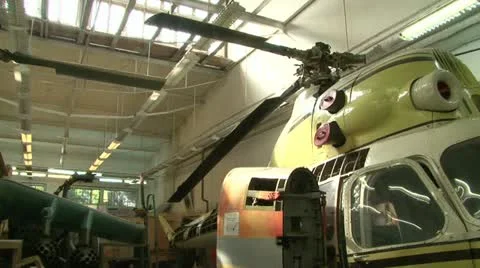 Helicopter in the hangar Stock Footage 10827362