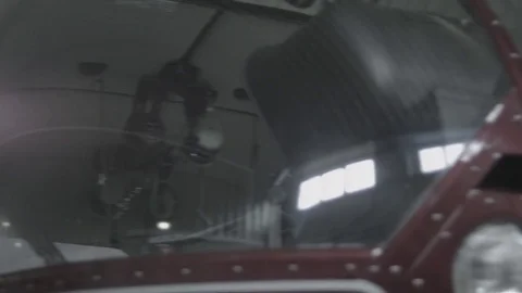 Helicopter in hangar Stock Footage 81264422