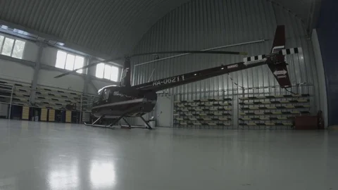 Helicopter in hangar Stock Footage 81264567