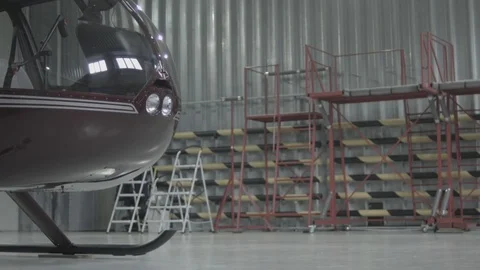 Helicopter in hangar Stock Footage 81264635