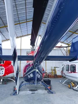 Helicopter in the hangar Stock Photos