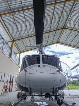 Helicopter in the hangar Stock Photos