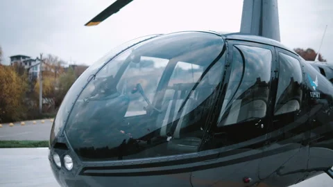 Helicopter in hangar, ready to take off Stock Footage 143500846