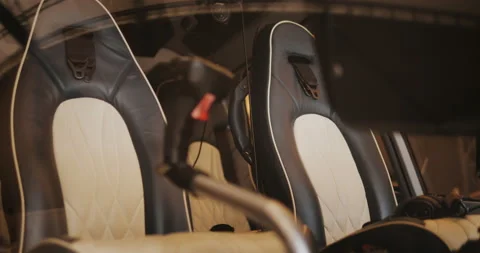 Helicopter in hangar, ready to take off Stock Footage 143501068