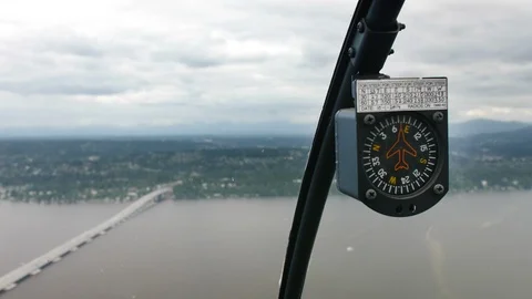 Helicopter Heading Indicator in Flight in Pacific Northwest Stock Footage 114399369