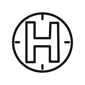 Helicopter helipad icon linear graphics set vector Stock Illustration