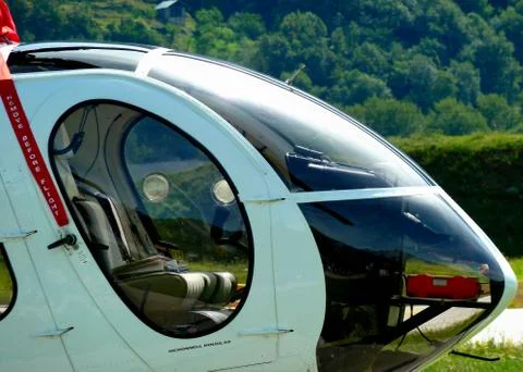 Helicopter on helipad Stock Photos