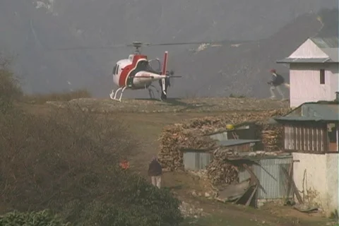 Helicopter in the Himalayas Stock Footage 270306