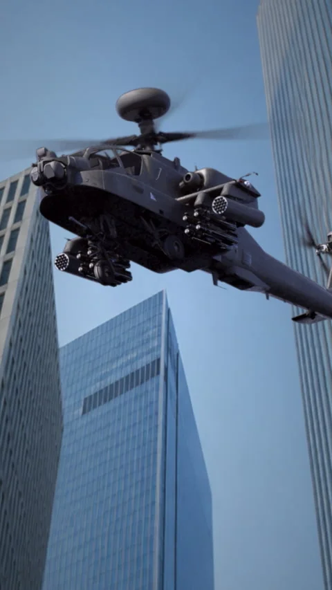 Helicopter hovering low angle vertical Stock Footage 345598898