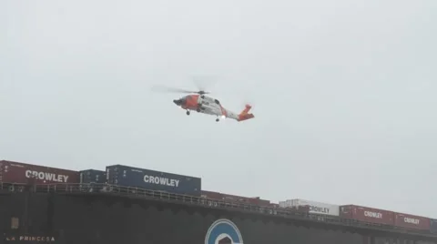 Helicopter Hovering Over Shipyard Stock Footage 47459738