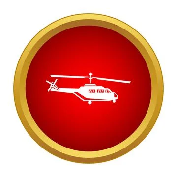 Helicopter icon flying in red bordered circle Stock Illustration