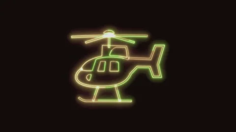 Helicopter Icon Neon Seamless Loop 4K (Black Background) Stock Footage 310358414