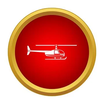 Helicopter icon on a red button application symbol Stock Illustration