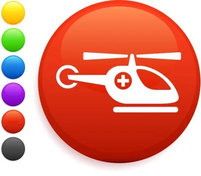 Helicopter icon on round internet button Stock Illustration