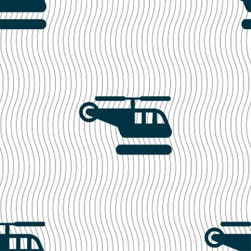 Helicopter icon sign. Seamless pattern with geometric texture. Vector Stock Illustration