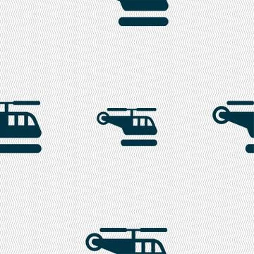 Helicopter icon sign. Seamless pattern with geometric texture. Vector Stock Illustration