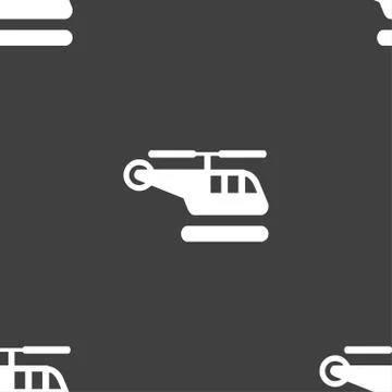 Helicopter icon sign. Seamless pattern on a gray background. Vector Stock Illustration