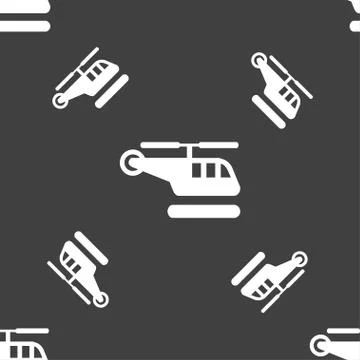 Helicopter icon sign. Seamless pattern on a gray background. Vector Stock Illustration