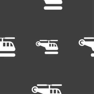 Helicopter icon sign. Seamless pattern on a gray background. Stock Illustration