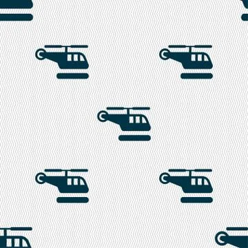 Helicopter icon sign. Seamless pattern with geometric texture. Stock Illustration