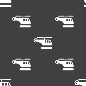 Helicopter icon sign. Seamless pattern on a gray background. Stock Illustration