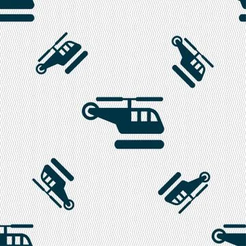 Helicopter icon sign. Seamless pattern with geometric texture. Stock Illustration