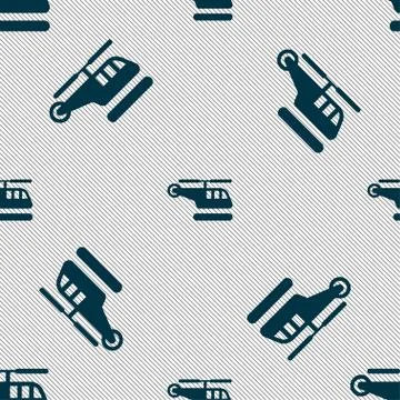 Helicopter icon sign. Seamless pattern with geometric texture. Stock Illustration