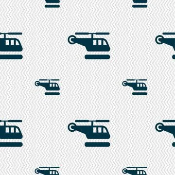 Helicopter icon sign. Seamless pattern with geometric texture. Stock Illustration