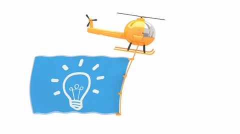 Helicopter with idea flag Stock Footage 37631347