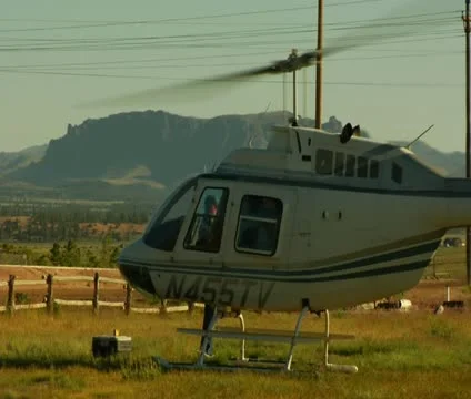 Helicopter idling close Stock Footage 21638846
