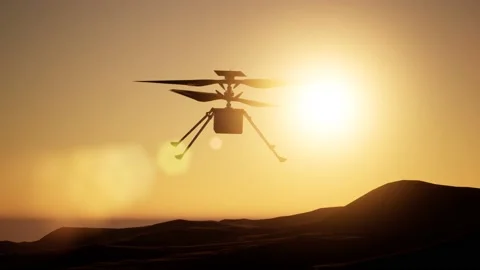 Helicopter Ingenuity explores Mars. Stock Footage 152719490