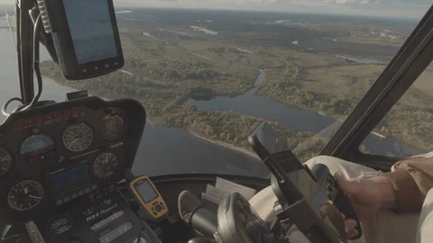 Helicopter inside with landscape Stock Footage 117063892