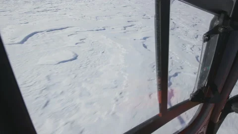Helicopter Interior Window View of Snow Stock Footage 165624189