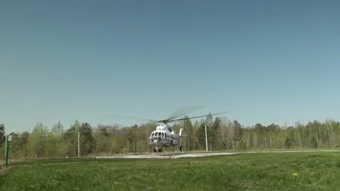 Helicopter landing. Stock Footage 129644699