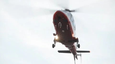 Helicopter landing Stock Footage 147100880