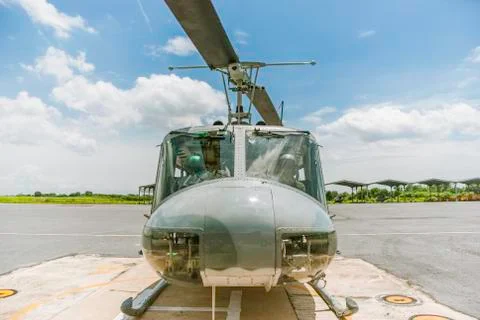Helicopter landing Stock Photos