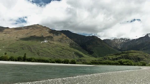 Helicopter Landing on Riverbed Stock Footage 82682536