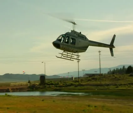 Helicopter lands Stock Footage 21638804