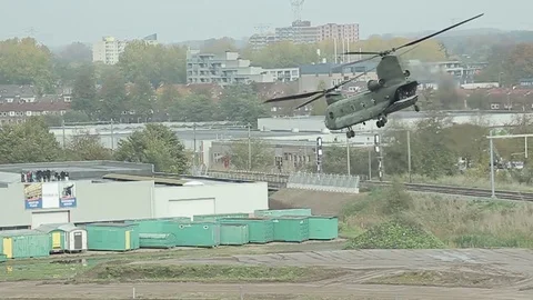 Helicopter leaving Stock Footage 82647534