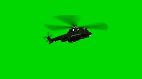 Helicopter Lockheed VH-71 Marine one fly by - seperated on green screen Video stock 33901495