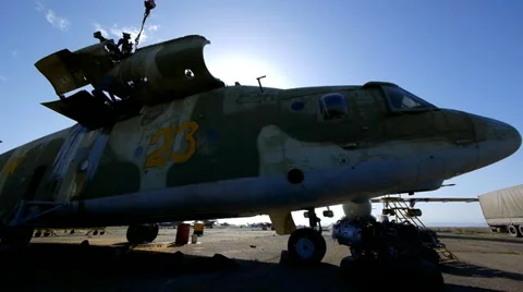 Helicopter maintenance 4 Stock Footage 11155987