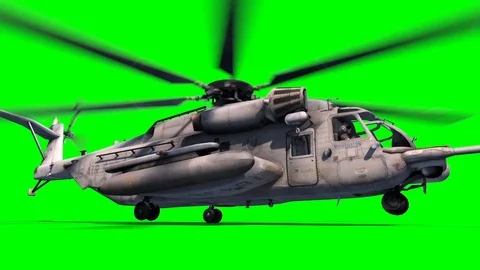 Helicopter MH-53M Pave Low Takes off Green Screen 3D Rendering Stock Footage 87803868